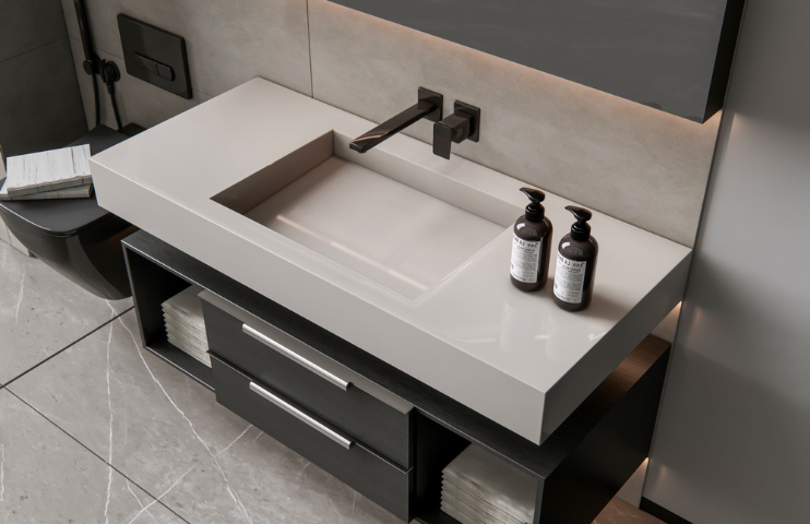 vasque salle de bain en pierre naturelle marbre gris